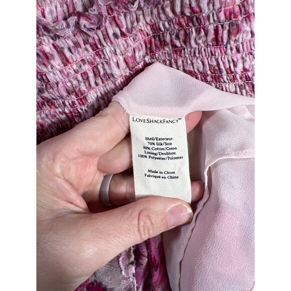 LoveShackFancy Fancy Pink Silk Blend Short Mini Scout Dress Cruise Sleaze Party - Picture 7 of 9